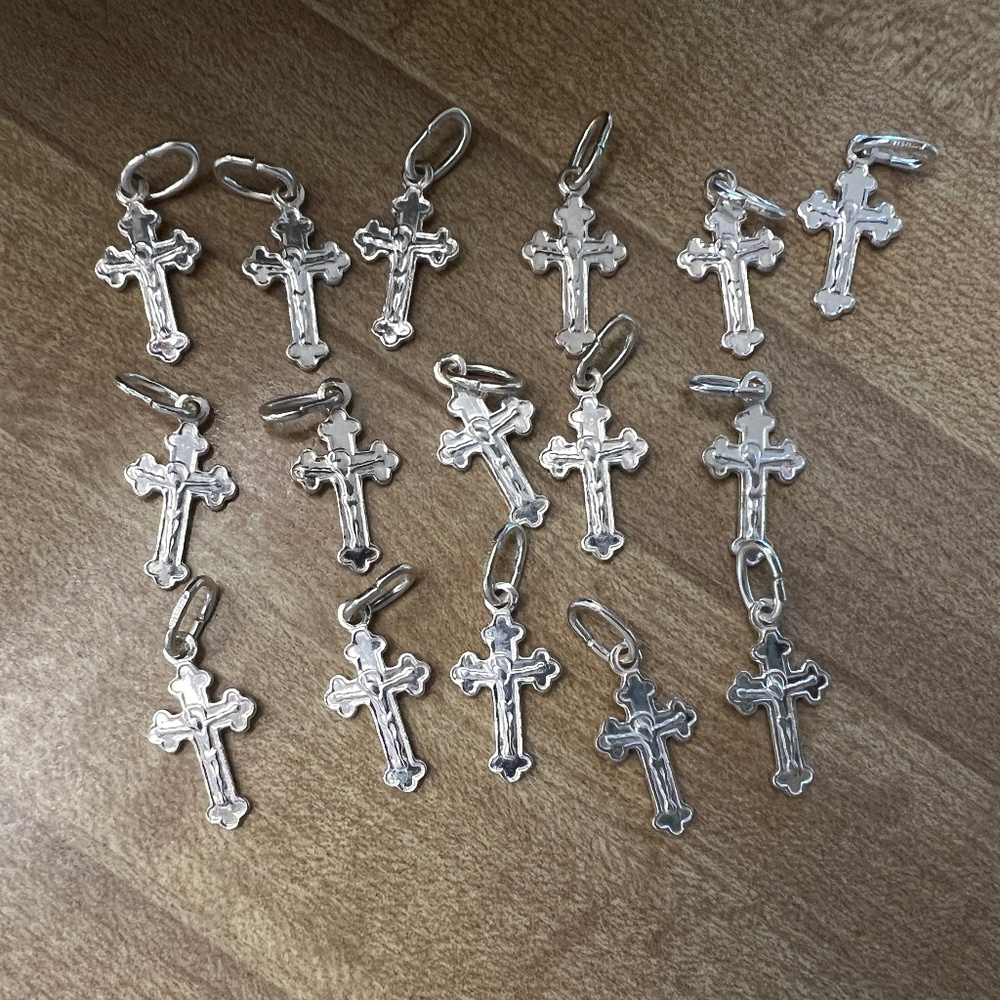 Sterling silver crosses for jewelry making and charms around 24 in all
